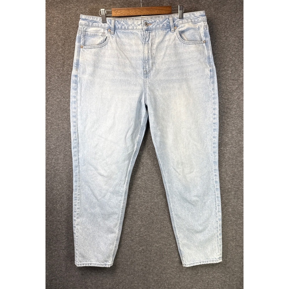 American Eagle Mom Jean Women 18 Light Wash High Rise Tapered Strigid Comfy Y2K